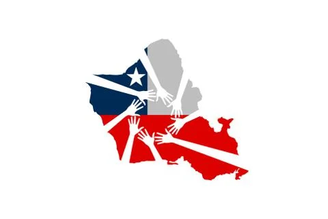Hands Helping Oahu - Hawaii - Vector Illustration Stock Illustration
