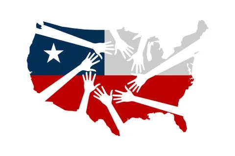 Hands Helping The United States Vector Illustration Stock Illustration