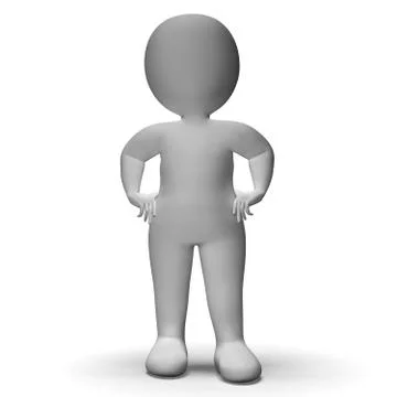 Hands on hips 3d man showing confidence Stockillustratie