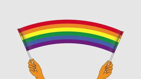 Hands hold and wave the rainbow LGBT flag. Animation rainbow flag Stock Footage 170557233