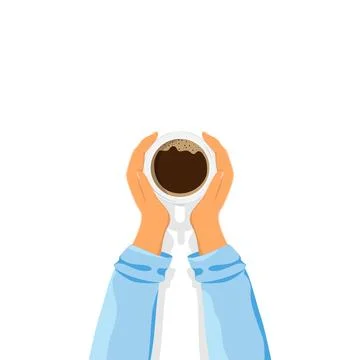 Hands hold a cup of coffee. Stock Illustration