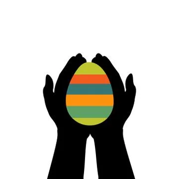 Hands hold easter egg colorful Illustrazione stock