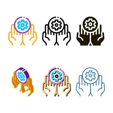 Hands hold gear pack icon vector outline イラスト素材