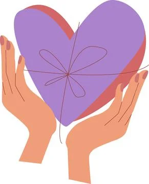 Hands hold a gift in the form of a heart. Stock Illustration