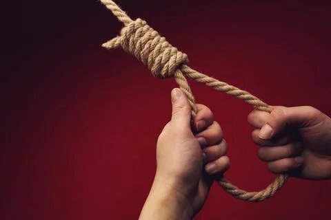 Hands hold the hanging Lynch's loop Stock Photos