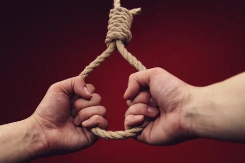 Hands hold the hanging Lynch's loop Stock Photos