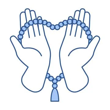 Hands Hold Heart Shaped Prayer Beads Stock Illustration