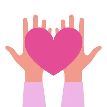 Hands hold hearts Stock Illustration