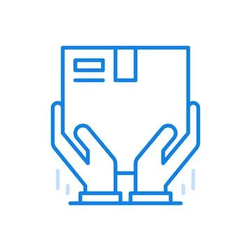 Hands hold parcel vector line icon. Fast delivery box with purchase to your.. Illustration