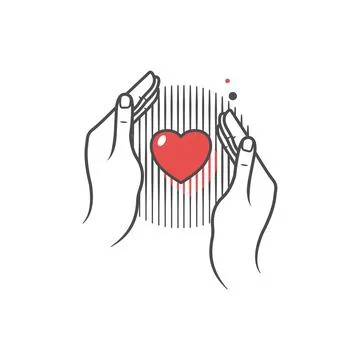 Hands hold a red heart. Stock Illustration