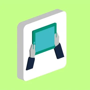 Hands Hold Tablet Simple vector icon. Illustration symbol design template for Stock Illustration
