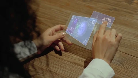 Hands hold tablet with text Cloud storage Stock Footage 107968355