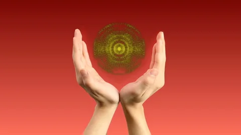Hands hold yellow orb 库存影片 5955097
