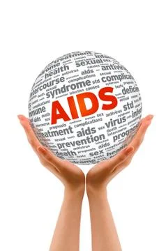 Hands holding a aids 3d sphere Stock Illustration