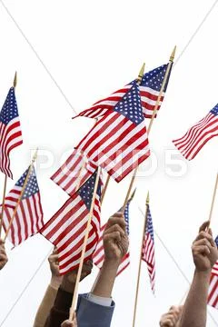 Hands Holding American Flag Stock Photos