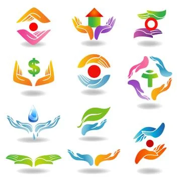 Hands holding and protecting Stock Illustration