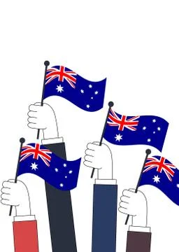 Hands holding Australian flags Illustrazione stock