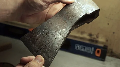 Hands holding an ax Stock Footage 101478082