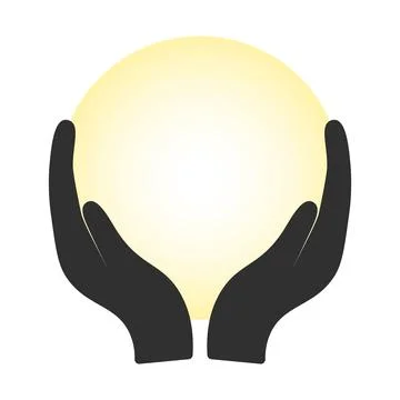 Hands holding blank circle with gradient icon logo vector graphic design Stock Illustration