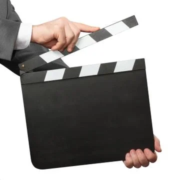 Hands holding blank clapper board Stock Photos