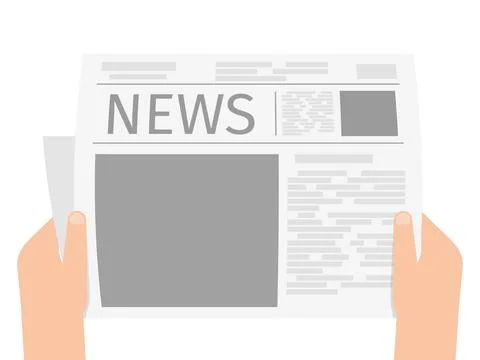 Hands Holding Blank Newspaper Vector Illustration Stock Illustration