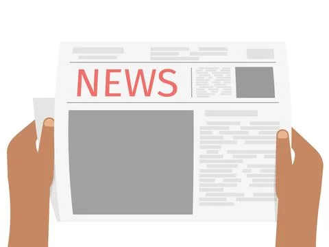 Hands Holding Blank Newspaper Vector Illustration Stock Illustration