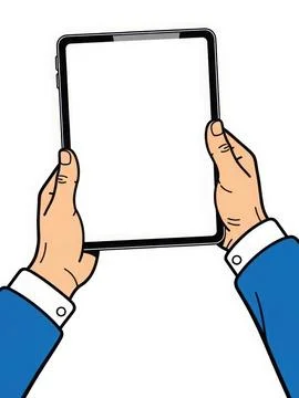 Hands holding a blank tablet screen イラスト素材