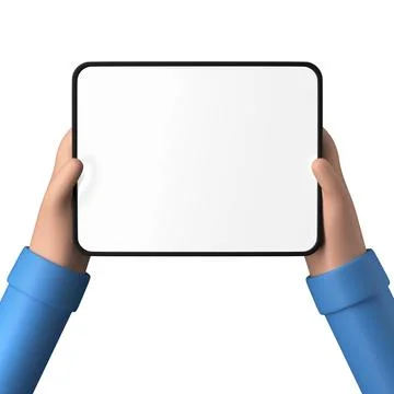 Hands holding a blank tablet template isolated on a white background Stock Illustration