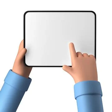 Hands holding a blank tablet template isolated on a white background Stock Illustration