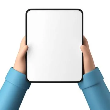 Hands holding a blank tablet template isolated on a white background Stock Illustration