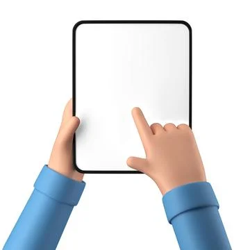 Hands holding a blank tablet template isolated on a white background Stock Illustration