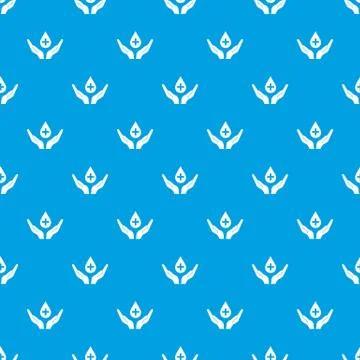 Hands holding blood drop pattern seamless blue Stock Illustration