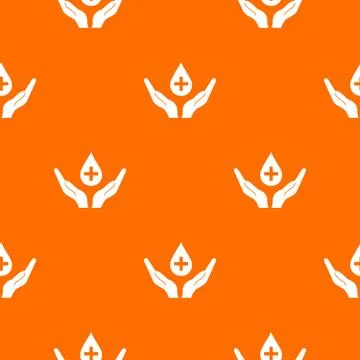 Hands holding blood drop pattern seamless Stock Illustration