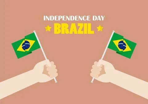 Hands Holding Up Brazil Flags Stock Illustration