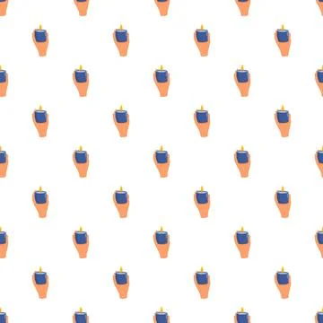 Hands holding burning blue candles seamless pattern Stock Illustration