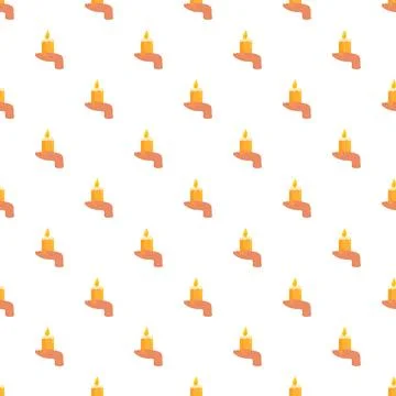 Hands holding burning candles seamless pattern background 스톡 일러스트
