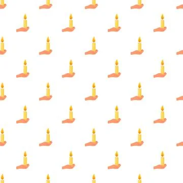Hands holding burning candles seamless pattern background Stockillustratie