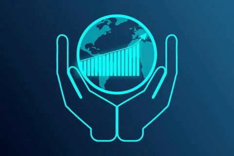 Hands holding a Business graph chart of stock market investment trading Illustration