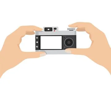 Hands holding camera back view Illustrazione stock