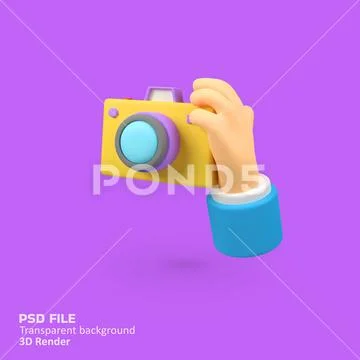 Hands holding a camera isolated 3d render icon illustration PSD Template