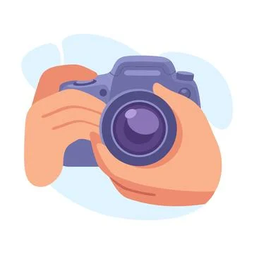 Hands Holding a Camera, Perfect for Capturing Creative Photography in Vibrant Stock Illustration