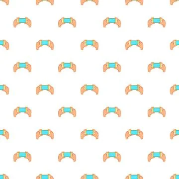 Hands holding cell phone pattern, cartoon style Stock Illustration