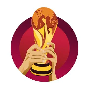 Hands holding the championship trophy. Stock Illustration