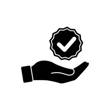 Hands holding check marks or top service, guarantee, warranty, approved icon  Stock Illustration