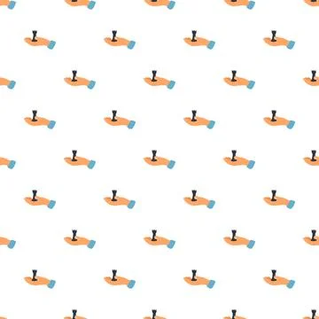 Hands holding chess rooks creating seamless pattern Illustrazione stock