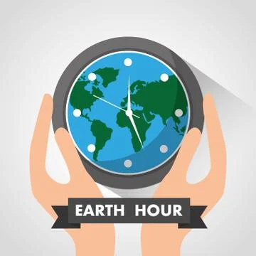 Hands holding clock globe safety earth hour Stock-Illustration