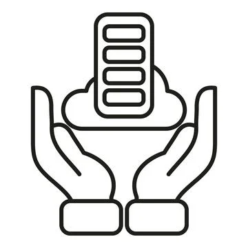 Hands holding cloud data battery charging icon 库存插图