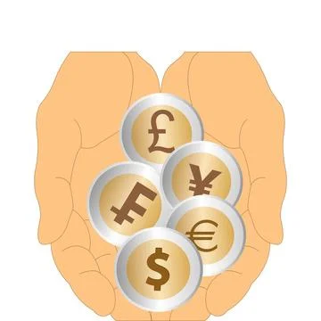 Hands holding coins Stock Illustration