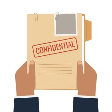 Hands Holding Confidential Document Folder with Stamp Vector Stockillustratie