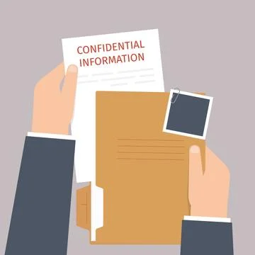 Hands Holding Confidential Dossier Folder Document with Photo Clip Stock Illustration